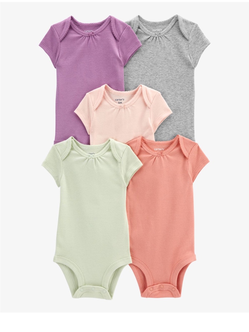 Carter’s 5 Pack Short-Sleeve Solid Bodysuits